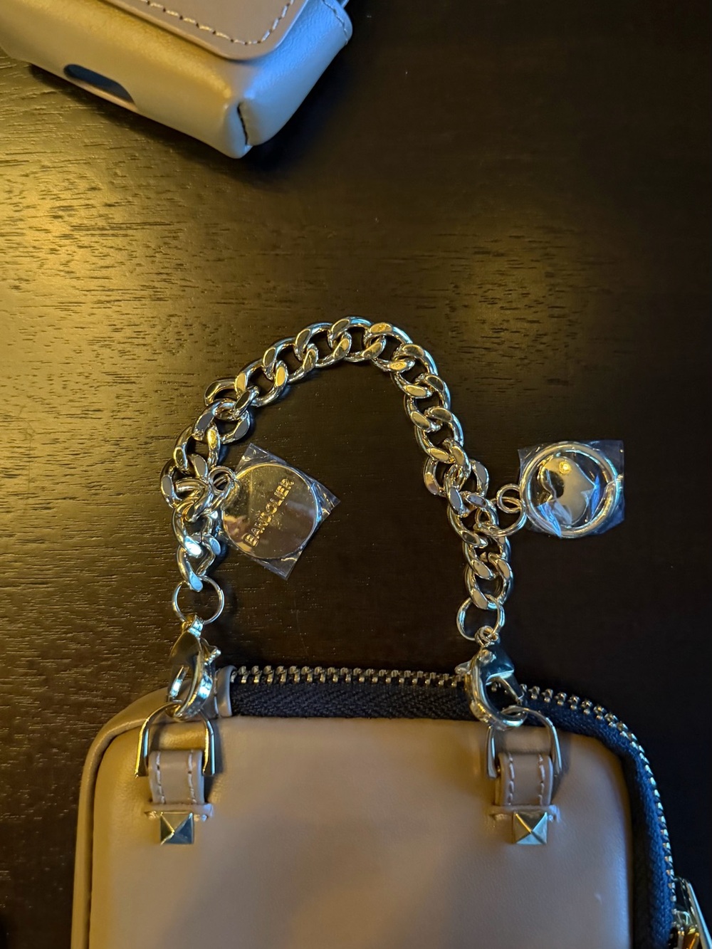 Bandolier Tan Crystal Phone Crossbody Set with Gold Chain Accents & AirPod Case - Picture 6 of 9